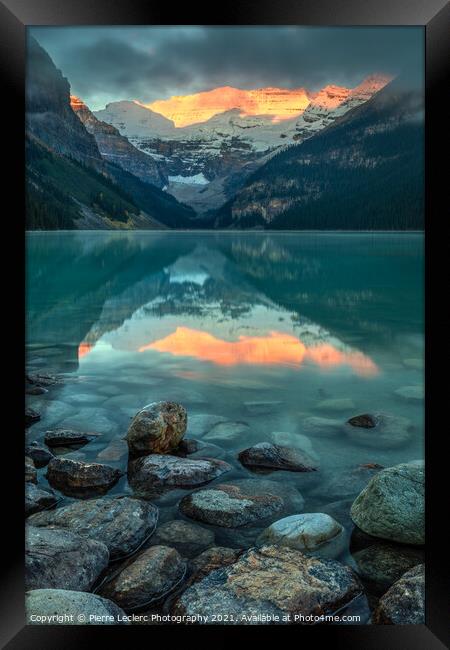 Dramatic Sunrise at Lake Louise Framed Print by Pierre Leclerc Photography