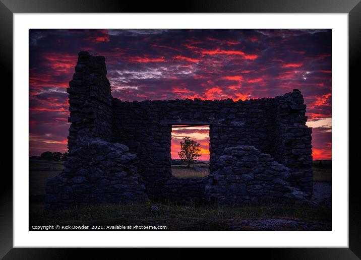 Red Sky Through a Stone Window Framed Mounted Print by Rick Bowden