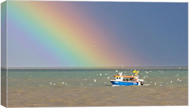 Fishing At The Rainbows End Canvas Print by Darren Burroughs