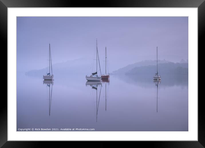 Still Boats on lake Windermere Framed Mounted Print by Rick Bowden