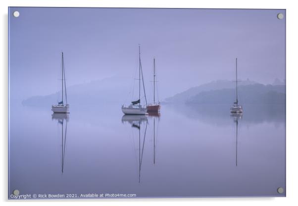 Still Boats on lake Windermere Acrylic by Rick Bowden