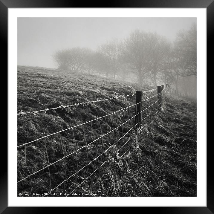 Barbed Wire Fence Framed Mounted Print by Andy Stafford
