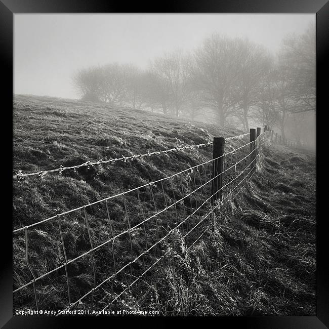 Barbed Wire Fence Framed Print by Andy Stafford