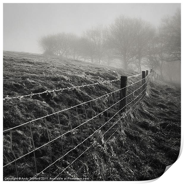 Barbed Wire Fence Print by Andy Stafford