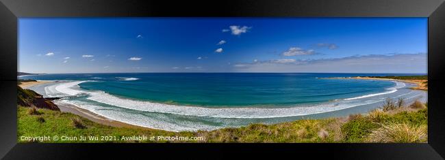 Panoramic view of a beach on Great Ocean Road, Victoria, Australia Framed Print by Chun Ju Wu