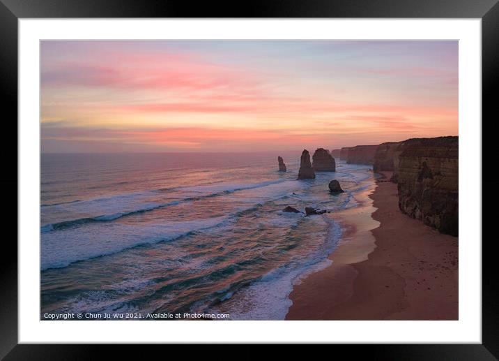 Sunset view of the Twelve Apostles on Great Ocean Road, Victoria, Australia Framed Mounted Print by Chun Ju Wu