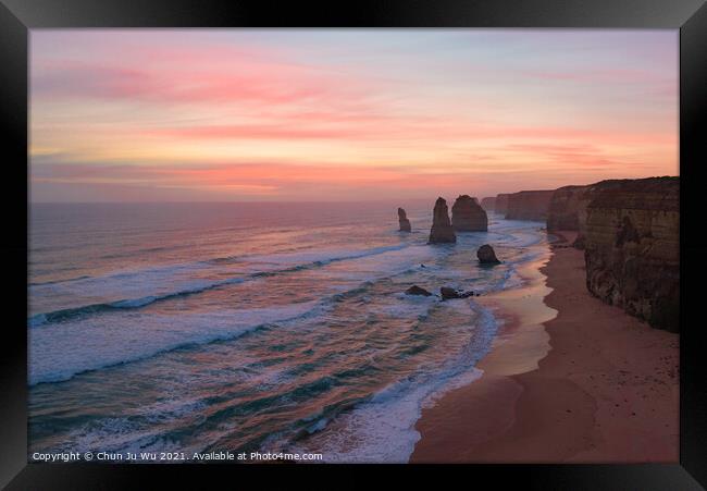 Sunset view of the Twelve Apostles on Great Ocean Road, Victoria, Australia Framed Print by Chun Ju Wu