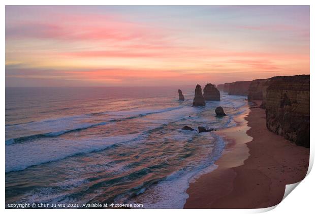 Sunset view of the Twelve Apostles on Great Ocean Road, Victoria, Australia Print by Chun Ju Wu