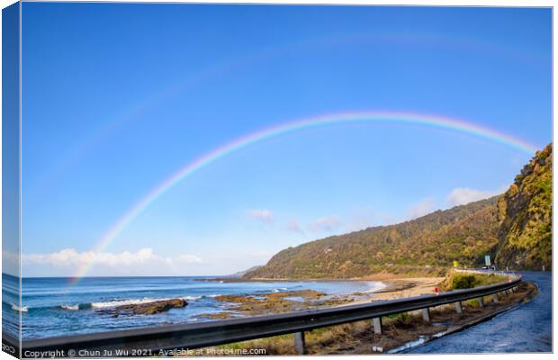Road trip on Great Ocean Road with rainbow over the sky, Victoria, Australia Canvas Print by Chun Ju Wu