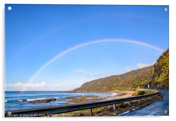 Road trip on Great Ocean Road with rainbow over the sky, Victoria, Australia Acrylic by Chun Ju Wu