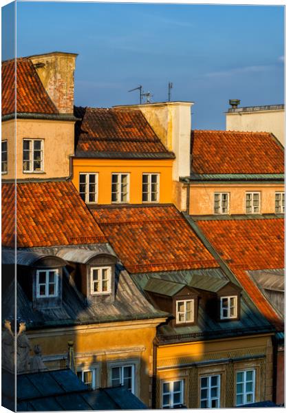 Old Town Houses in Warsaw at Sunset Canvas Print by Artur Bogacki