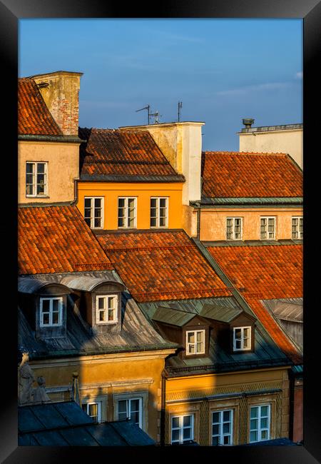 Old Town Houses in Warsaw at Sunset Framed Print by Artur Bogacki