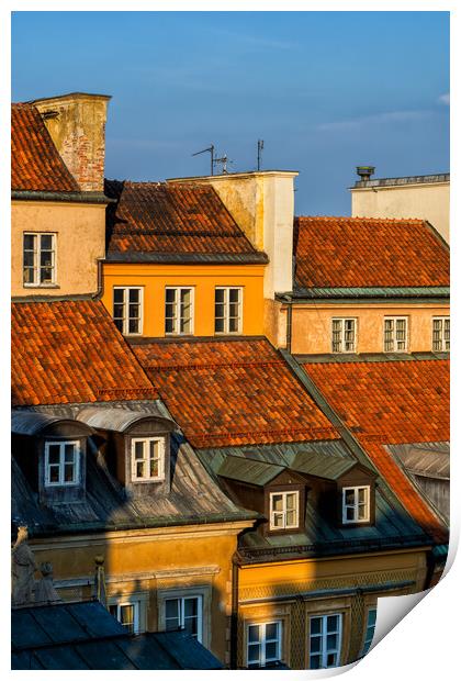 Old Town Houses in Warsaw at Sunset Print by Artur Bogacki