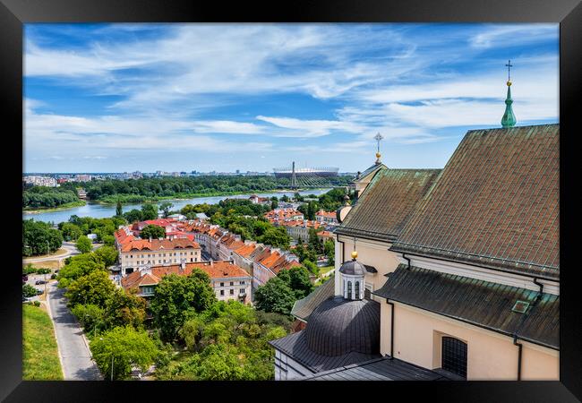 Warsaw Cityscape In Poland Framed Print by Artur Bogacki