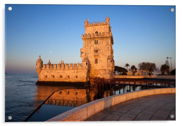 Sunrise at Belem Tower in Lisbon Acrylic by Artur Bogacki