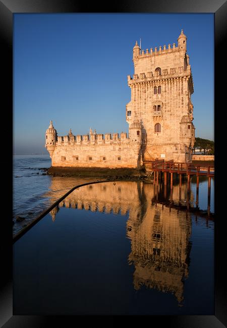 Belem Tower in Lisbon at Sunrise Framed Print by Artur Bogacki