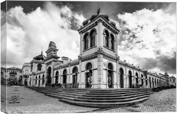 Loule Market Black and White Canvas Print by Wight Landscapes