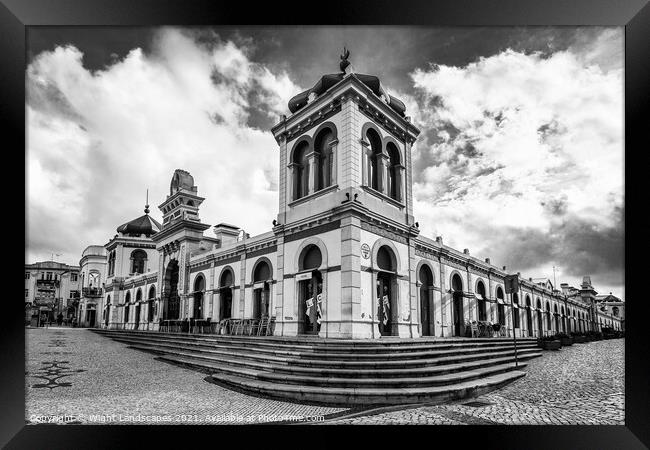 Loule Market Black and White Framed Print by Wight Landscapes