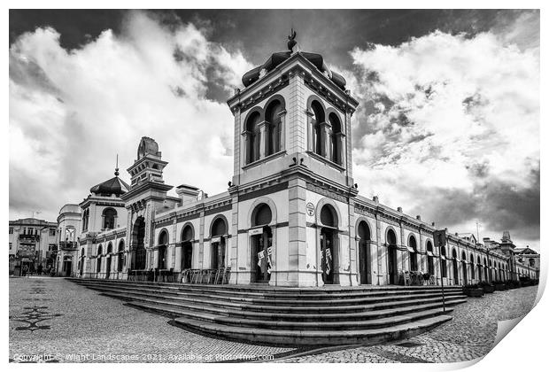 Loule Market Black and White Print by Wight Landscapes