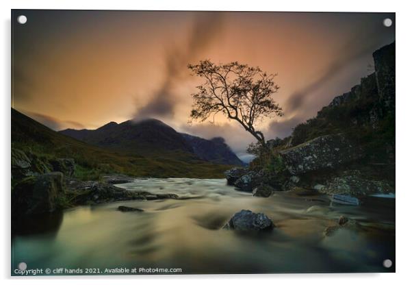 The lone Tree, Glencoe. Acrylic by Scotland's Scenery