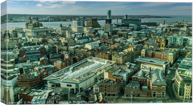 Liverpool City Centre from 450 feet in the air Canvas Print by Phil Longfoot