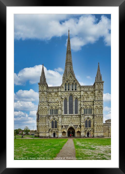 Towering Salisbury Cathedral Framed Mounted Print by Roger Mechan
