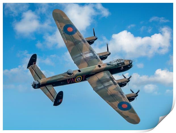 Lancaster Bomber PA474 in the sky Print by Andrew Scott