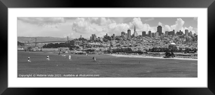 San Francisco Skyline | Monochrome Framed Mounted Print by Melanie Viola