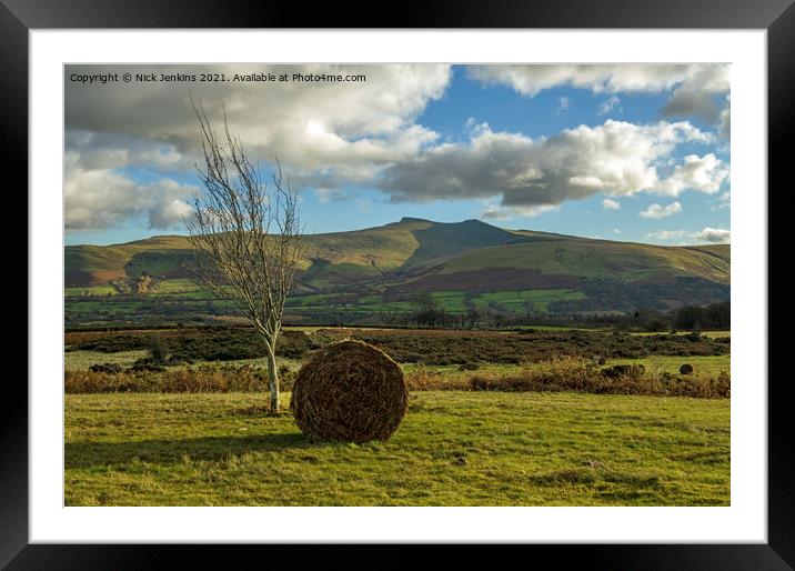 Pen y Fan and Corn Du from Mynydd Illtud Framed Mounted Print by Nick Jenkins