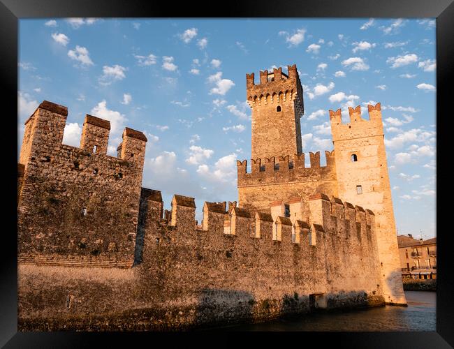 Scaliger Castle in Sirmione, Italy on Lake Garda Framed Print by Dietmar Rauscher