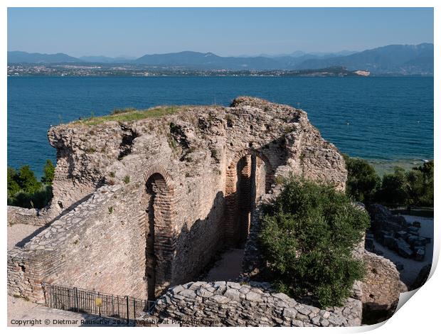 Grottoes of Catullus in Sirmione on Lake Garda Print by Dietmar Rauscher