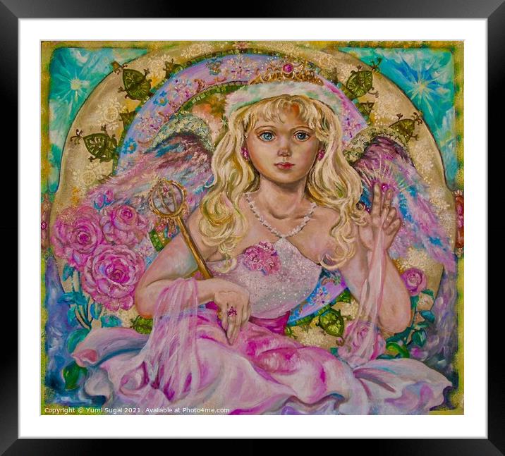 Yumi Sugai.The angel of the pink sapphire. Framed Mounted Print by Yumi Sugai
