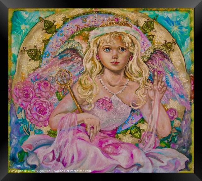 Yumi Sugai.The angel of the pink sapphire. Framed Print by Yumi Sugai