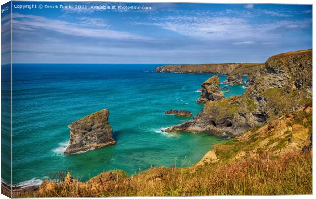 Magnificent Bedruthan Steps Canvas Print by Derek Daniel