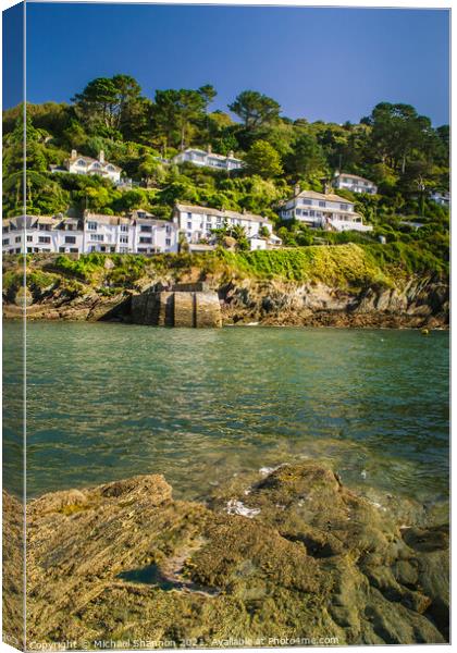 Cornwall, Polperro cliffside houses Canvas Print by Michael Shannon
