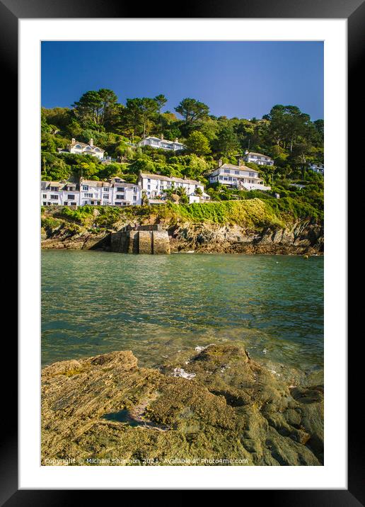 Cornwall, Polperro cliffside houses Framed Mounted Print by Michael Shannon