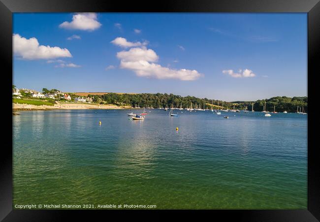 Looking out to Place Creek from St Mawes in Cornwa Framed Print by Michael Shannon