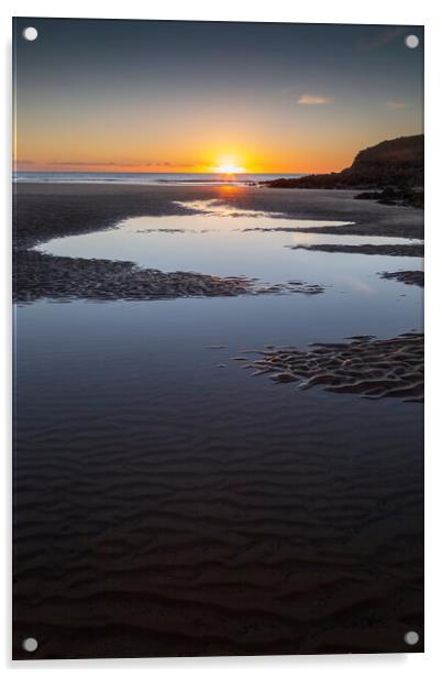 Sunset at Rhossili Bay Acrylic by Leighton Collins