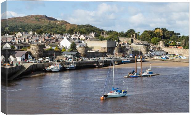 Conwy harbour at low tide Canvas Print by Jason Wells
