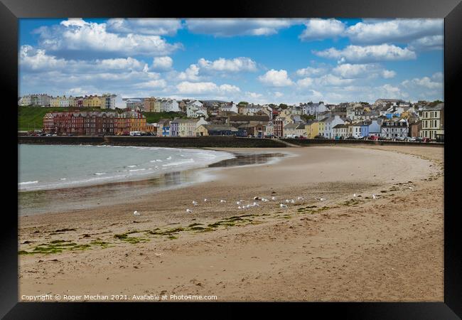 Colourful Terraces Alongside Sandy Beach Framed Print by Roger Mechan