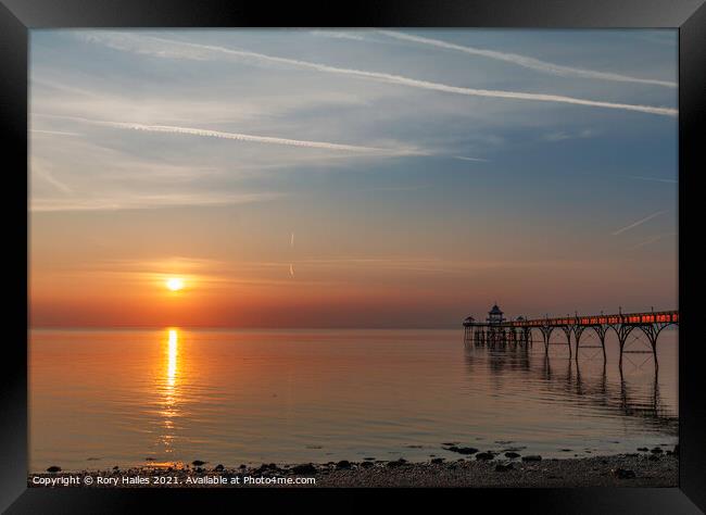 Clevedon Pier at sunset Framed Print by Rory Hailes