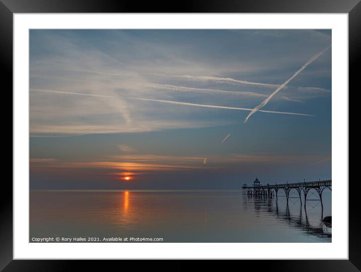 Clevedon Pier at sunset Framed Mounted Print by Rory Hailes