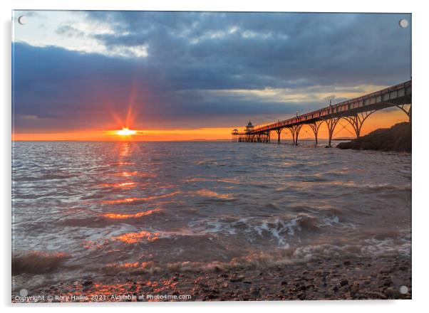 Clevedon Pier with lens flare Acrylic by Rory Hailes