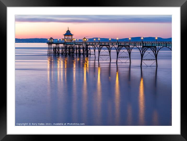 Clevedon Pier after sunset Framed Mounted Print by Rory Hailes