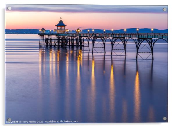 Clevedon Pier after sunset Acrylic by Rory Hailes