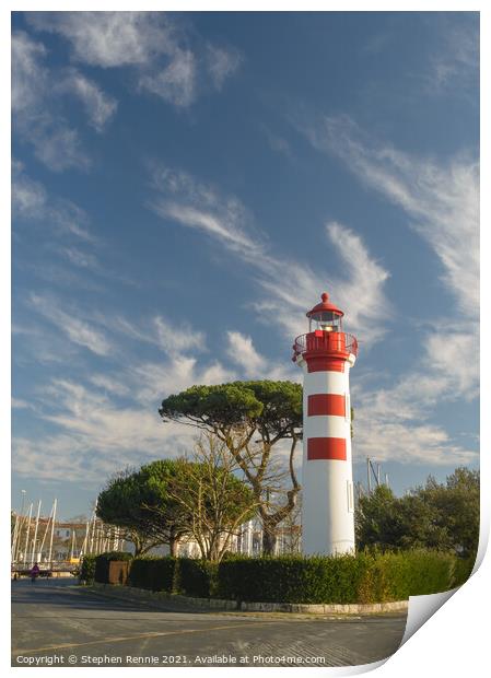 Red lighthouse at La Rochelle France Print by Stephen Rennie