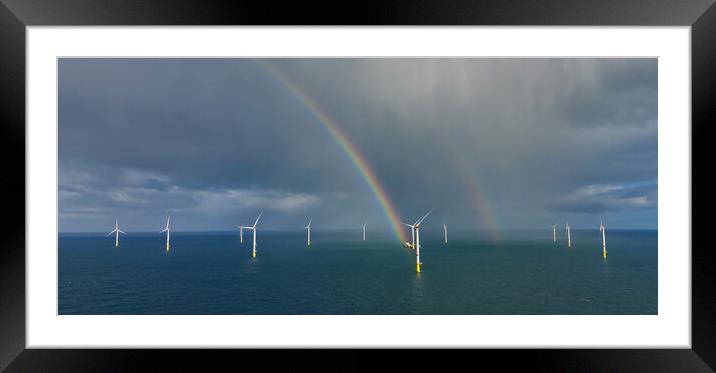 Rainbows at sea Framed Mounted Print by Russell Finney