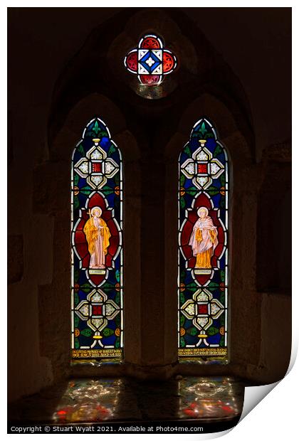 Stained Glass Window, St Peter's Church, Church Kn Print by Stuart Wyatt