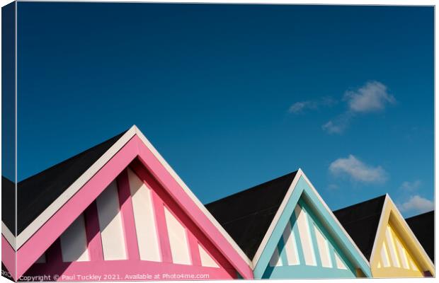 Weymouth Beach Huts Canvas Print by Paul Tuckley