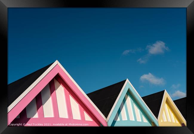Weymouth Beach Huts Framed Print by Paul Tuckley